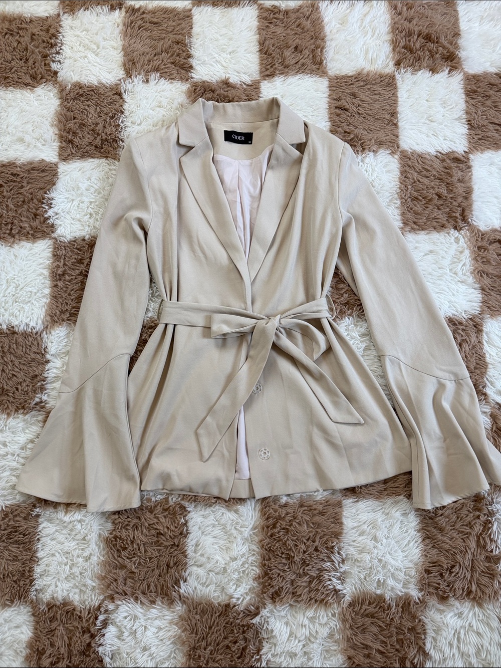 Cider Cream Tie-Waist Blazer Jacket - Picture 3 of 6